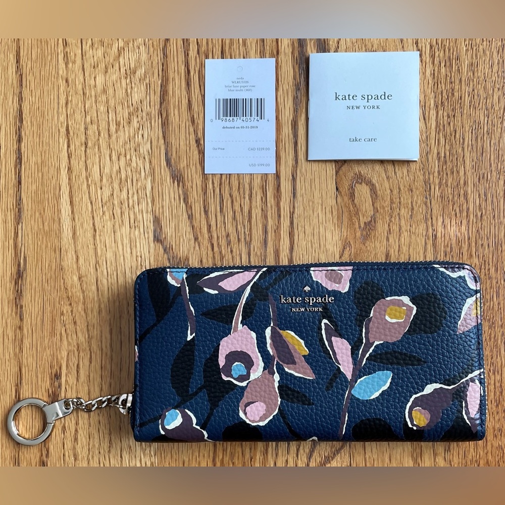 Kate Spade Briar Lane Paper Rose Neda Continental Wallet, Blue
